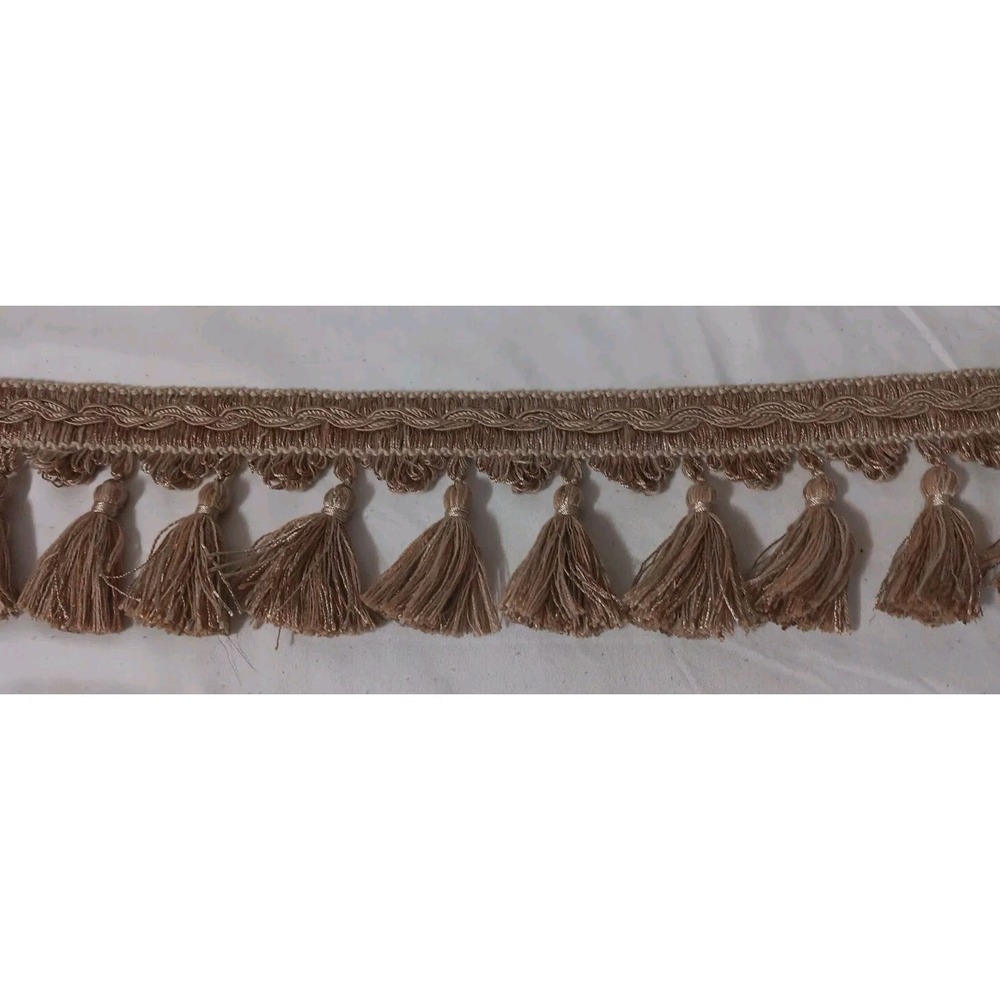 Hand Tied‎ Tassel Fringe 3.5" Trim Curtain Cushion Edge Beige Gold By The Yard